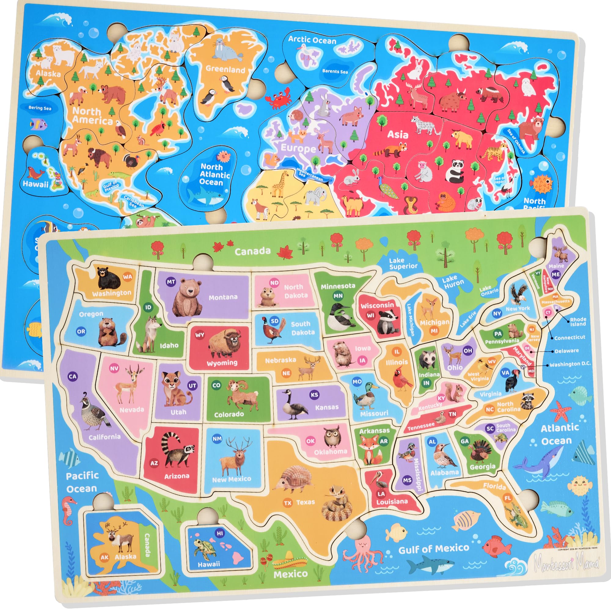 Amazon.com: Montessori Mama Wooden Puzzles for Kids Ages 4-6, USA